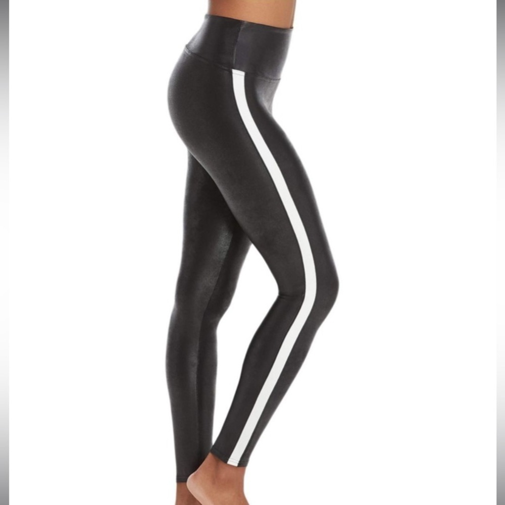 SPANX Black Faux Leather Leggings Size Medium